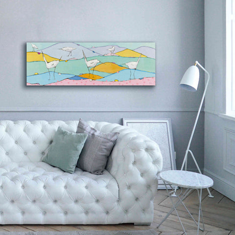 Image of 'Marsh Egrets I Pink Sand' by Phyllis Adams, Canvas Wall Art,60 x 20