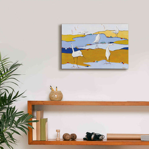 Image of 'Marsh Egrets VI Dark Sand' by Phyllis Adams, Canvas Wall Art,18 x 12