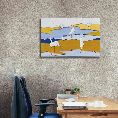 Image of 'Marsh Egrets VI Dark Sand' by Phyllis Adams, Canvas Wall Art,40 x 26