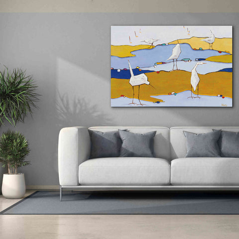 Image of 'Marsh Egrets VI Dark Sand' by Phyllis Adams, Canvas Wall Art,60 x 40