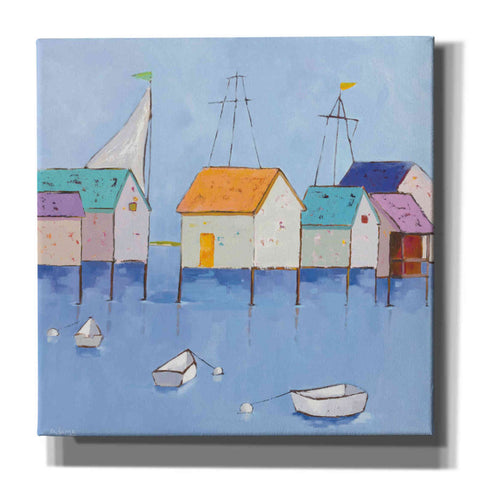 Image of 'Boat House Row Dark Blue Sky' by Phyllis Adams, Canvas Wall Art
