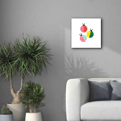 Image of 'Ladybugs Three' by Ann Kelle Designs, Canvas Wall Art,18 x 18