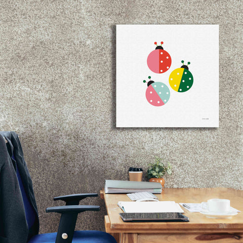 Image of 'Ladybugs Three' by Ann Kelle Designs, Canvas Wall Art,26 x 26