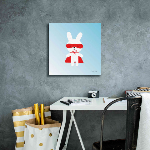 Image of 'Rabbit Super Hero' by Ann Kelle Designs, Canvas Wall Art,18 x 18