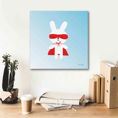 Image of 'Rabbit Super Hero' by Ann Kelle Designs, Canvas Wall Art,18 x 18
