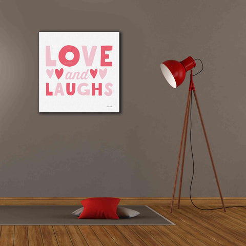 Image of 'Love and Laughs Pink' by Ann Kelle Designs, Canvas Wall Art,26 x 26