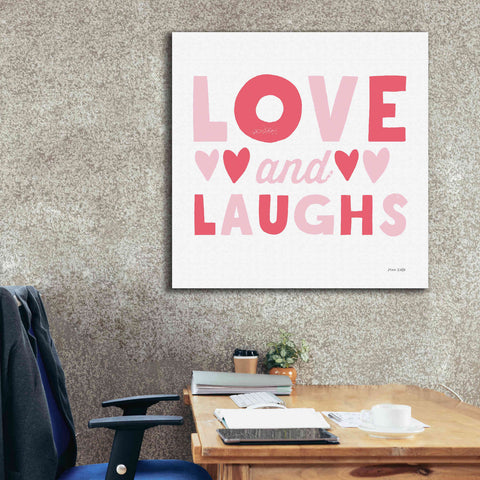 Image of 'Love and Laughs Pink' by Ann Kelle Designs, Canvas Wall Art,37 x 37