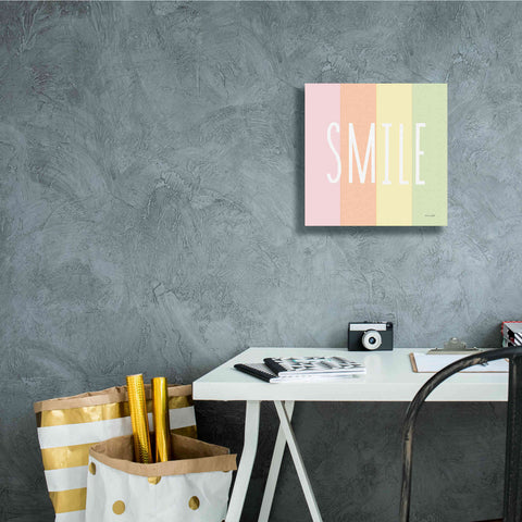 Image of 'Smile Rainbow' by Ann Kelle Designs, Canvas Wall Art,12 x 12