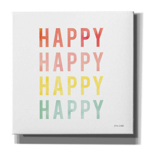 Image of 'Happy Happy' by Ann Kelle Designs, Canvas Wall Art,12x12x1.1x0,18x18x1.1x0,26x26x1.74x0,37x37x1.74x0