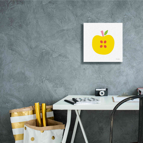 Image of 'Yellow Apple' by Ann Kelle Designs, Canvas Wall Art,12 x 12