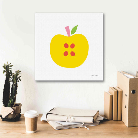 Image of 'Yellow Apple' by Ann Kelle Designs, Canvas Wall Art,18 x 18