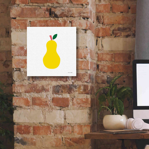 Image of 'Yellow Pear' by Ann Kelle Designs, Canvas Wall Art,12 x 12