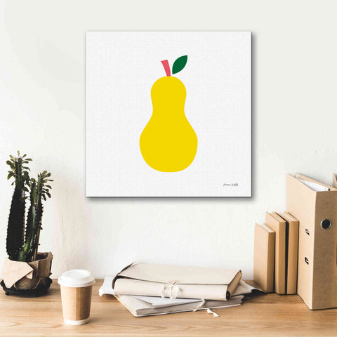 Image of 'Yellow Pear' by Ann Kelle Designs, Canvas Wall Art,18 x 18