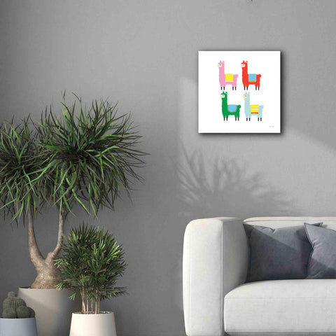 Image of 'The Llamas' by Ann Kelle Designs, Canvas Wall Art,18 x 18