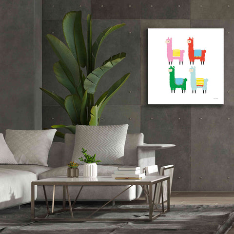 Image of 'The Llamas' by Ann Kelle Designs, Canvas Wall Art,37 x 37