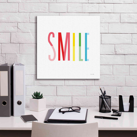 Image of 'Smile' by Ann Kelle Designs, Canvas Wall Art,18 x 18