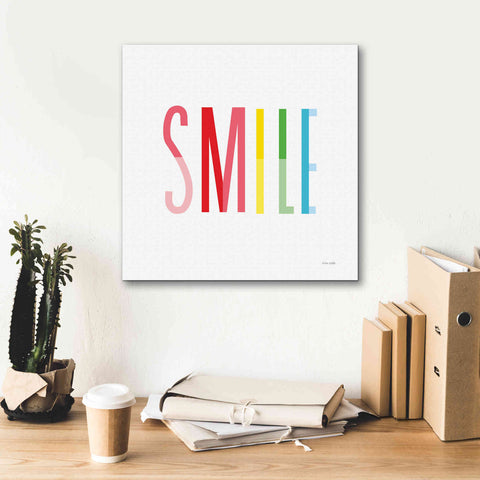 Image of 'Smile' by Ann Kelle Designs, Canvas Wall Art,18 x 18