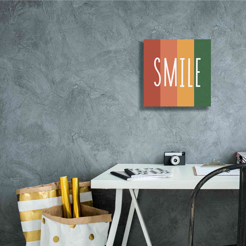 Image of 'Smile Rainbow Retro' by Ann Kelle Designs, Canvas Wall Art,12 x 12