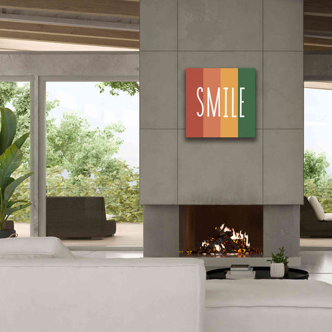Image of 'Smile Rainbow Retro' by Ann Kelle Designs, Canvas Wall Art,26 x 26