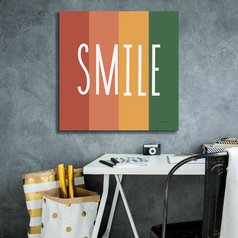 Image of 'Smile Rainbow Retro' by Ann Kelle Designs, Canvas Wall Art,26 x 26