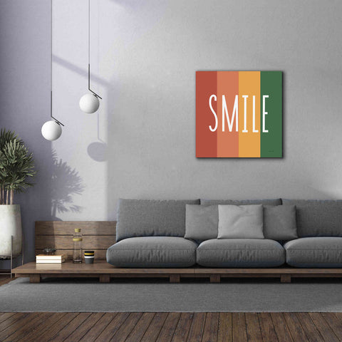 Image of 'Smile Rainbow Retro' by Ann Kelle Designs, Canvas Wall Art,37 x 37