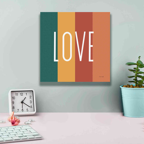 Image of 'Love Rainbow Retro' by Ann Kelle Designs, Canvas Wall Art,12 x 12