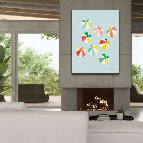 Image of 'Beach Umbrellas' by Ann Kelle Designs, Canvas Wall Art,40 x 54