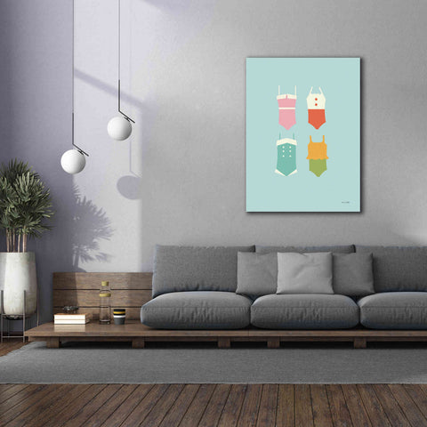 Image of 'Summer Bathing Suits Blue' by Ann Kelle Designs, Canvas Wall Art,40 x 54