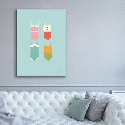 Image of 'Summer Bathing Suits Blue' by Ann Kelle Designs, Canvas Wall Art,40 x 54