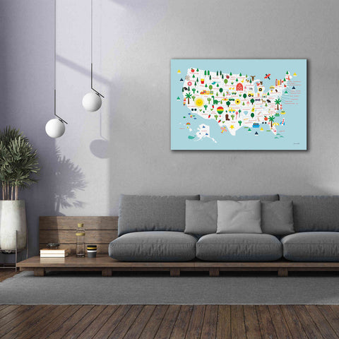 Image of 'Fun USA Map' by Ann Kelle Designs, Canvas Wall Art,60 x 40