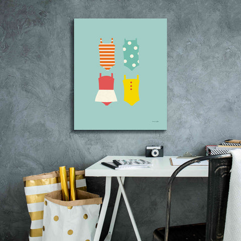 Image of 'Bahting Suits Galore II Blue' by Ann Kelle Designs, Canvas Wall Art,20 x 24