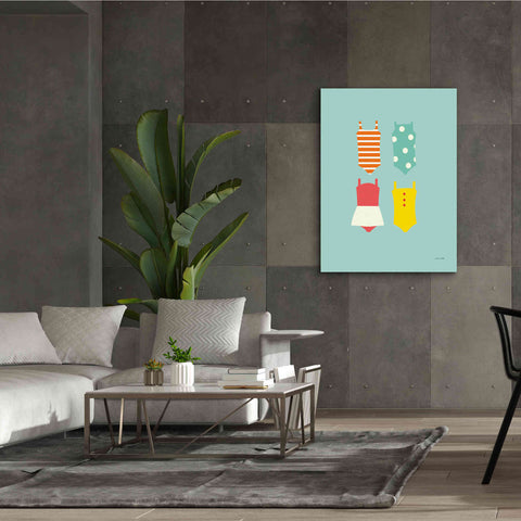Image of 'Bahting Suits Galore II Blue' by Ann Kelle Designs, Canvas Wall Art,40 x 54