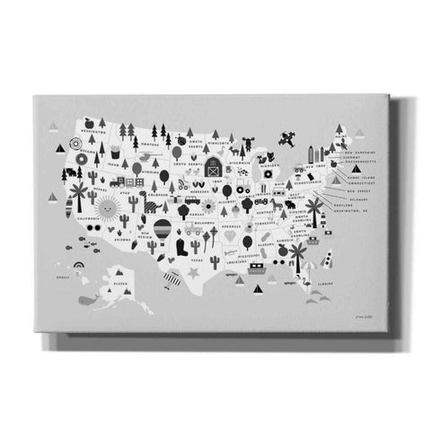 Image of 'Fun USA Map BW' by Ann Kelle Designs, Canvas Wall Art,18x12x1.1x0,26x18x1.1x0,40x26x1.74x0,60x40x1.74x0