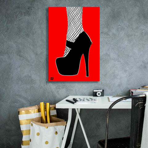 Image of 'Black heel on red' by Giuseppe Cristiano, Canvas Wall Art,18 x 26