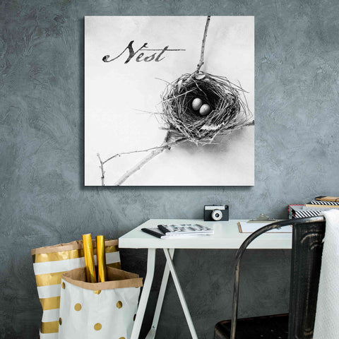 Image of 'Nest and Branch IV - Nest B&W' by Debra Van Swearingen, Canvas Wall Art,26 x 26