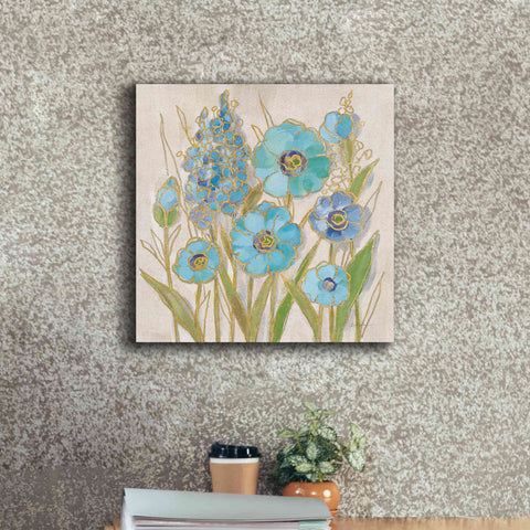Image of 'Opalescent Floral I Blue' by Silvia Vassileva, Canvas Wall Art,18 x 18