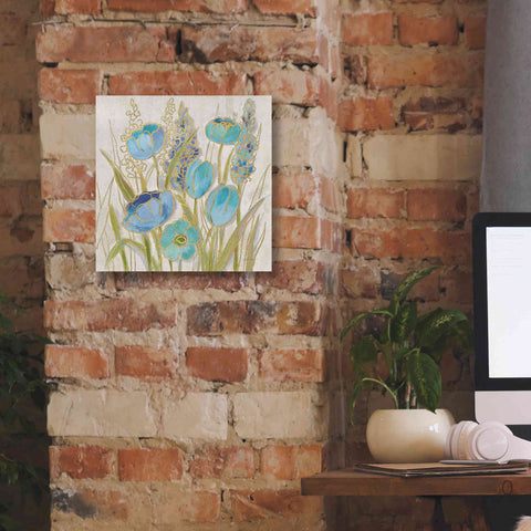 Image of 'Opalescent Floral II Blue' by Silvia Vassileva, Canvas Wall Art,12 x 12