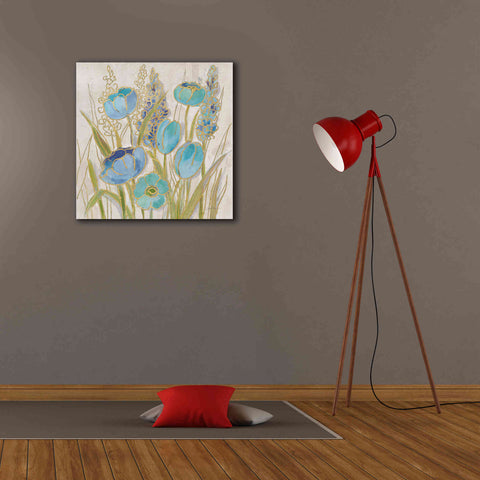 Image of 'Opalescent Floral II Blue' by Silvia Vassileva, Canvas Wall Art,26 x 26