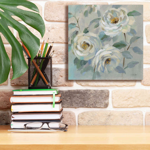 Image of 'Blue Gray Floral' by Silvia Vassileva, Canvas Wall Art,12 x 12
