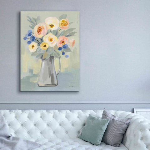 Image of 'Pale Flowers on Sage' by Silvia Vassileva, Canvas Wall Art,40 x 54