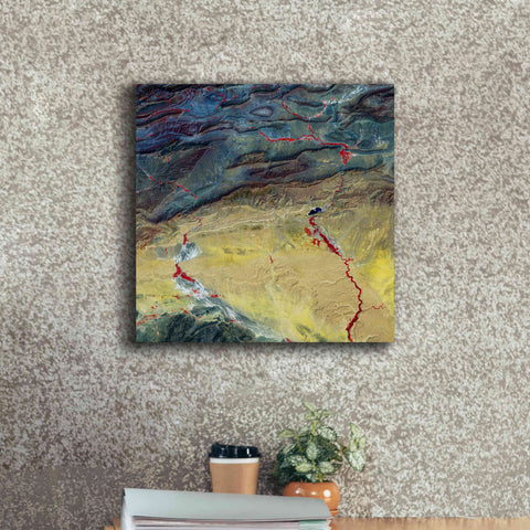 Image of 'Earth as Art: Crimson Streams,' Canvas Wall Art,18 x 18