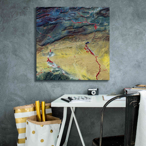 Image of 'Earth as Art: Crimson Streams,' Canvas Wall Art,26 x 26