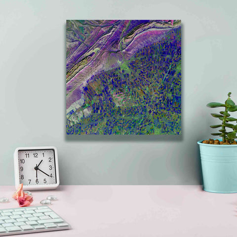 Image of 'Earth as Art: Deep Blue Cubism,' Canvas Wall Art,12 x 12