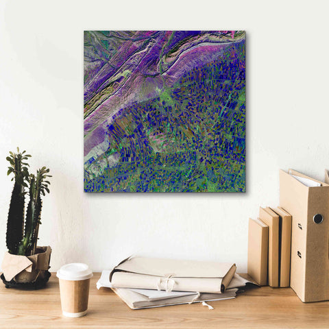 Image of 'Earth as Art: Deep Blue Cubism,' Canvas Wall Art,18 x 18