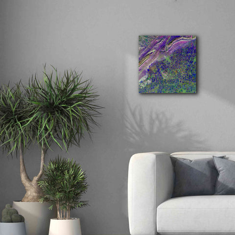 Image of 'Earth as Art: Deep Blue Cubism,' Canvas Wall Art,18 x 18