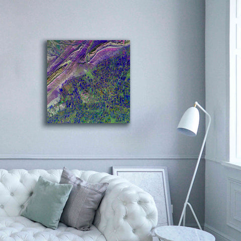 Image of 'Earth as Art: Deep Blue Cubism,' Canvas Wall Art,37 x 37