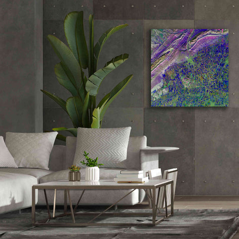 Image of 'Earth as Art: Deep Blue Cubism,' Canvas Wall Art,37 x 37