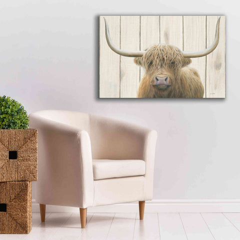 Image of 'Highland Cow Shiplap' by James Wiens, Canvas Wall Art,40 x 26