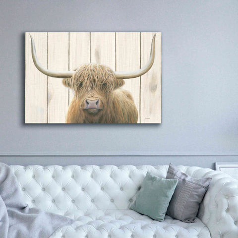 Image of 'Highland Cow Shiplap' by James Wiens, Canvas Wall Art,60 x 40