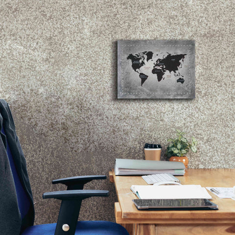 Image of 'Riveting World Map' by James Wiens, Canvas Wall Art,16 x 12